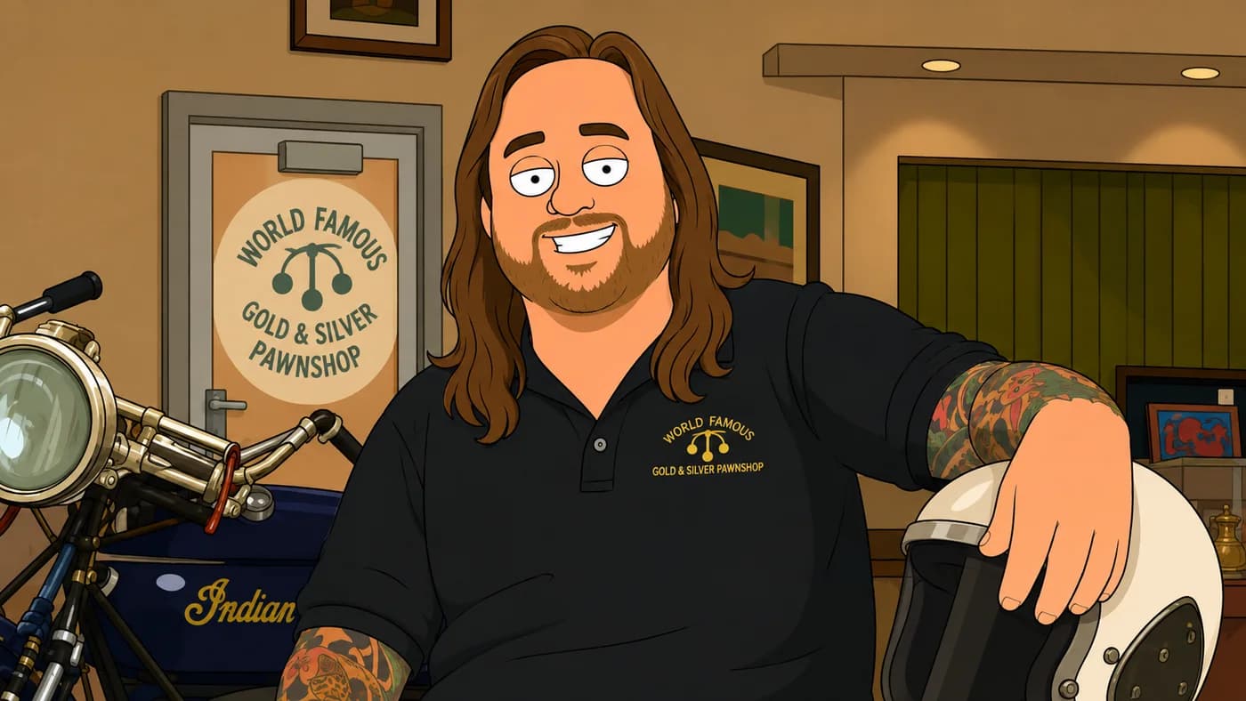 Chumlee holding a helmet