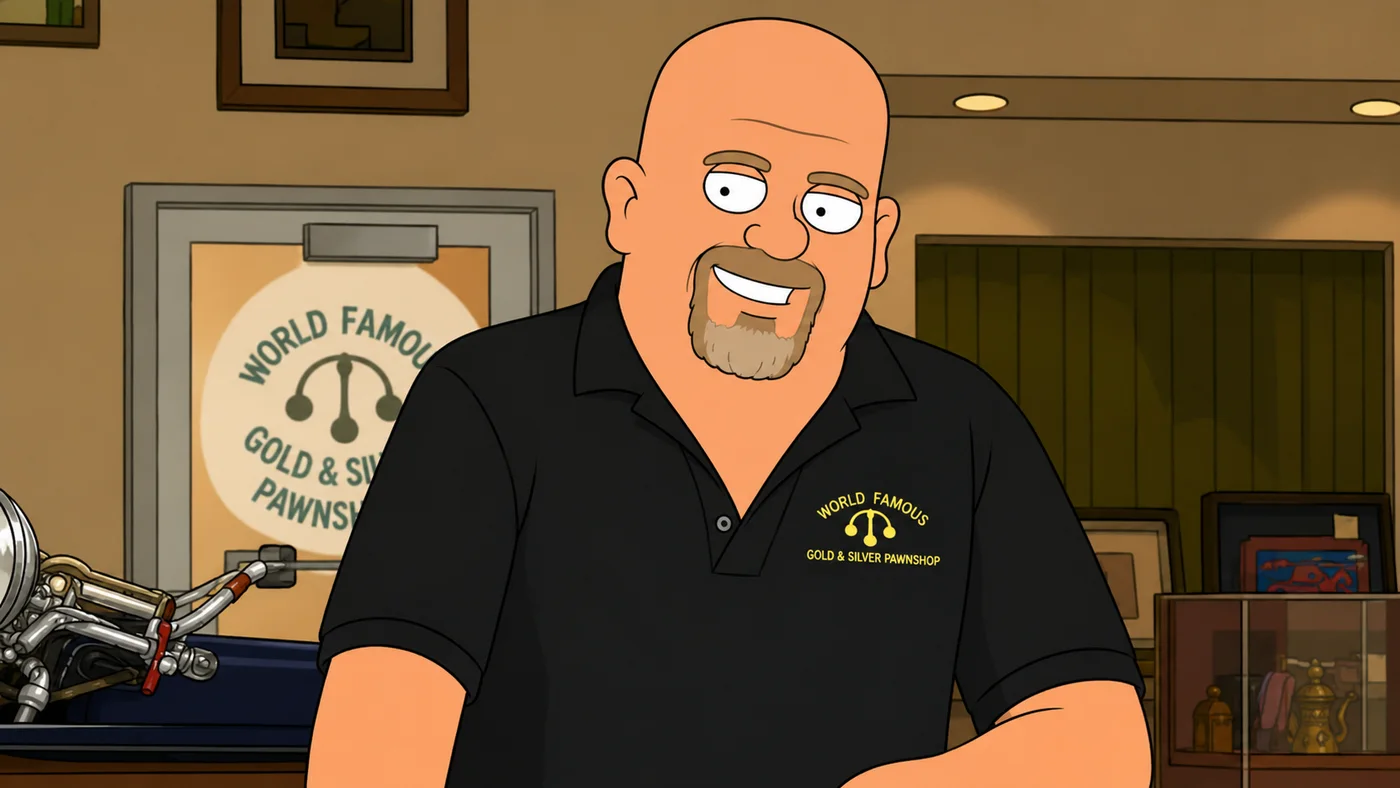 Rick grinning behind the counter